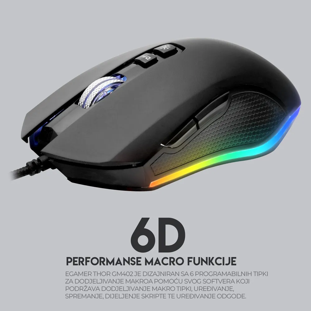 THOR GM402 RGB Pro Gaming Miš 4800dpi - Slika 6 od 15