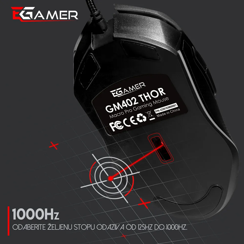 THOR GM402 RGB Pro Gaming Miš 4800dpi - Slika 7 od 15