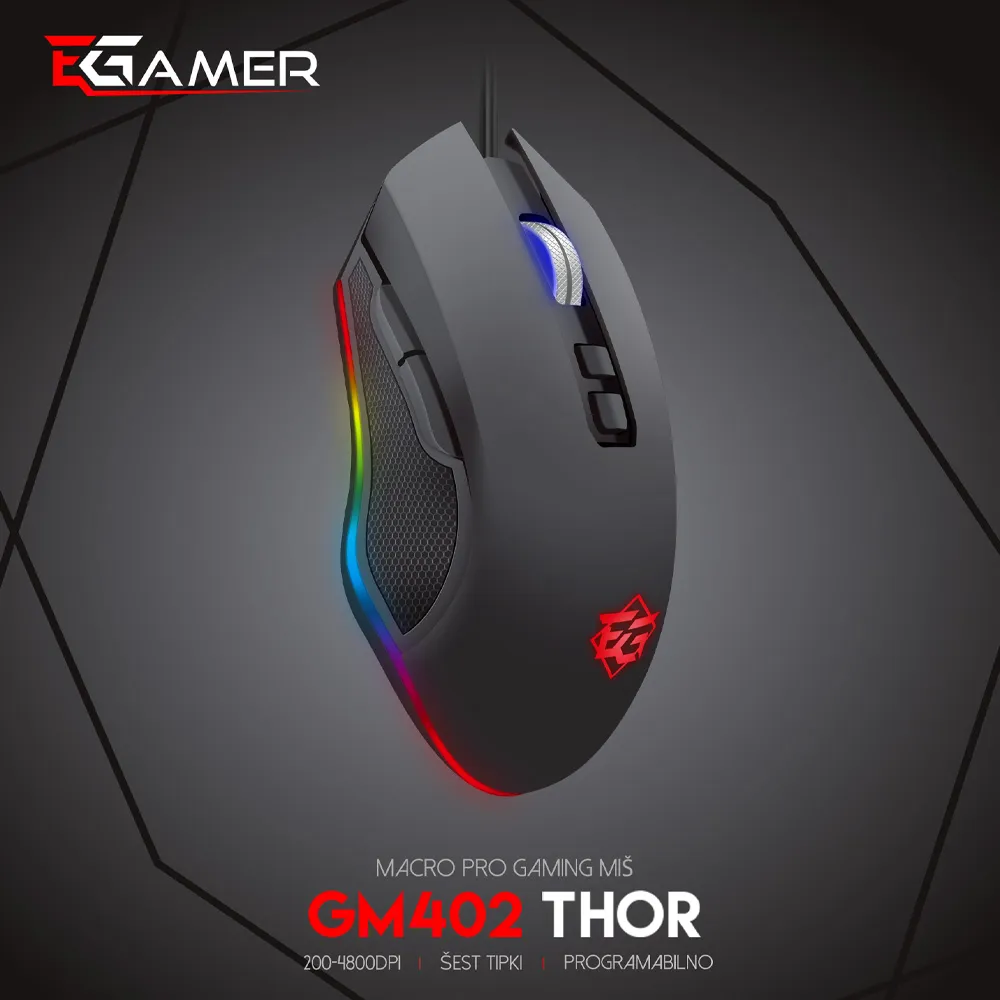 THOR GM402 RGB Pro Gaming Miš 4800dpi - Slika 9 od 15
