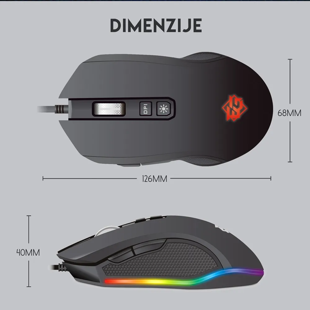 THOR GM402 RGB Pro Gaming Miš 4800dpi - Slika 13 od 15