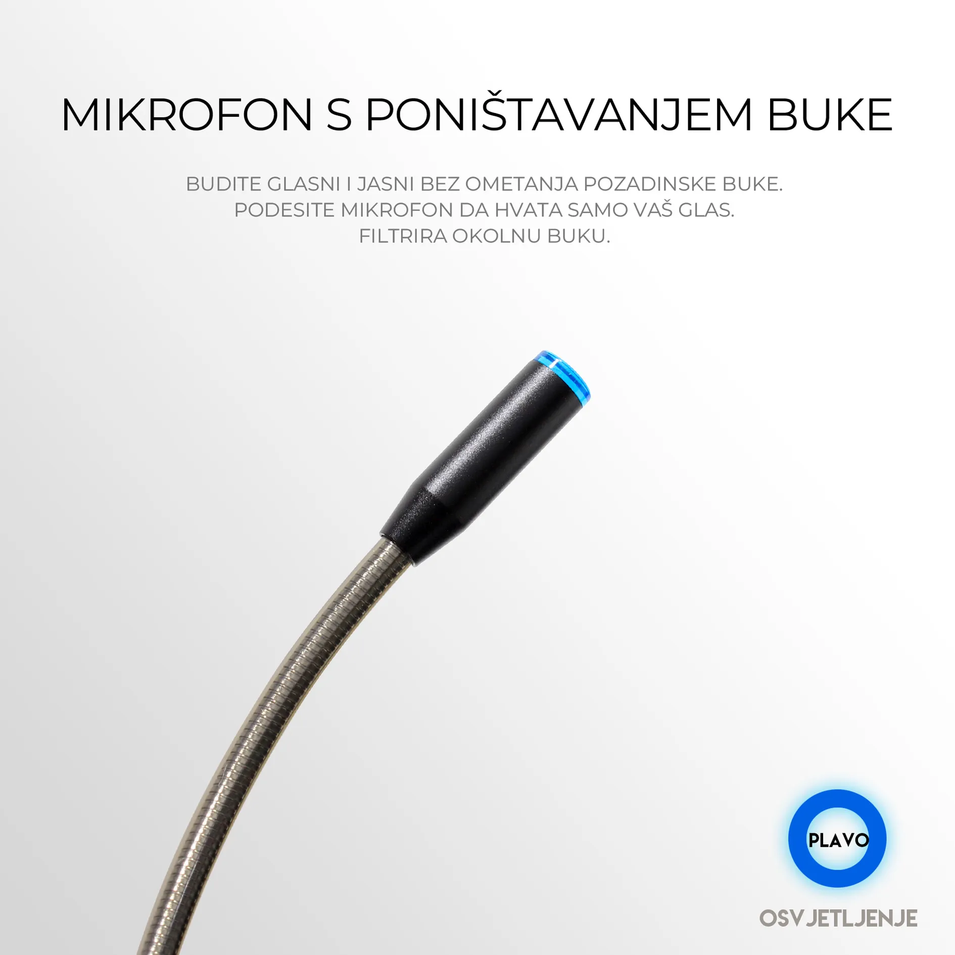 Mikrofon za poništavanje buke na fleksibilnom stalku – hvata jasan glas, smanjuje pozadinske zvukove pri online igranju