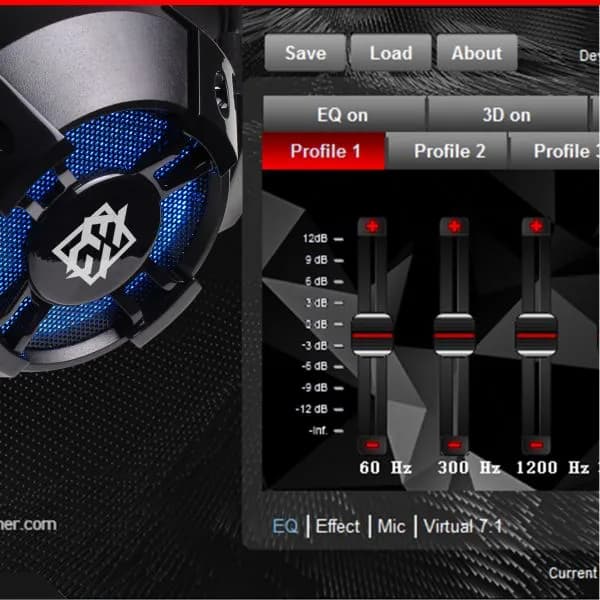 Softver za SONA 7.1 – ekvilajzer i 3D profili uz plavo osvijetljen earcup za finu prilagodbu zvuka u igrama